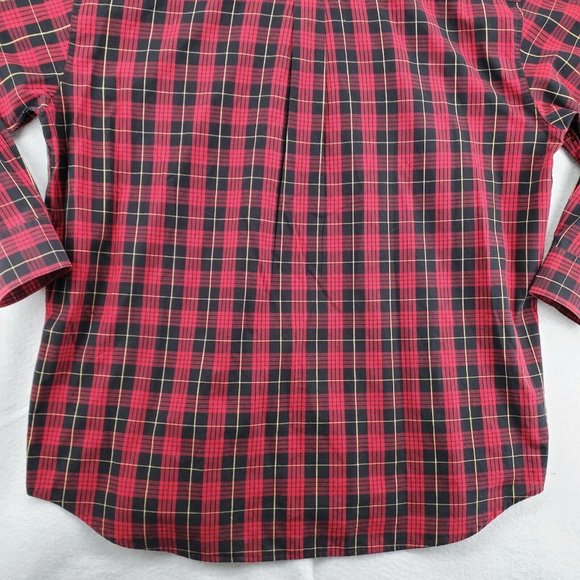 CHAPS Shirt Men's Long Sleeve Casual Button Down Plaid Oxford Red 2XL - Picture 10 of 12